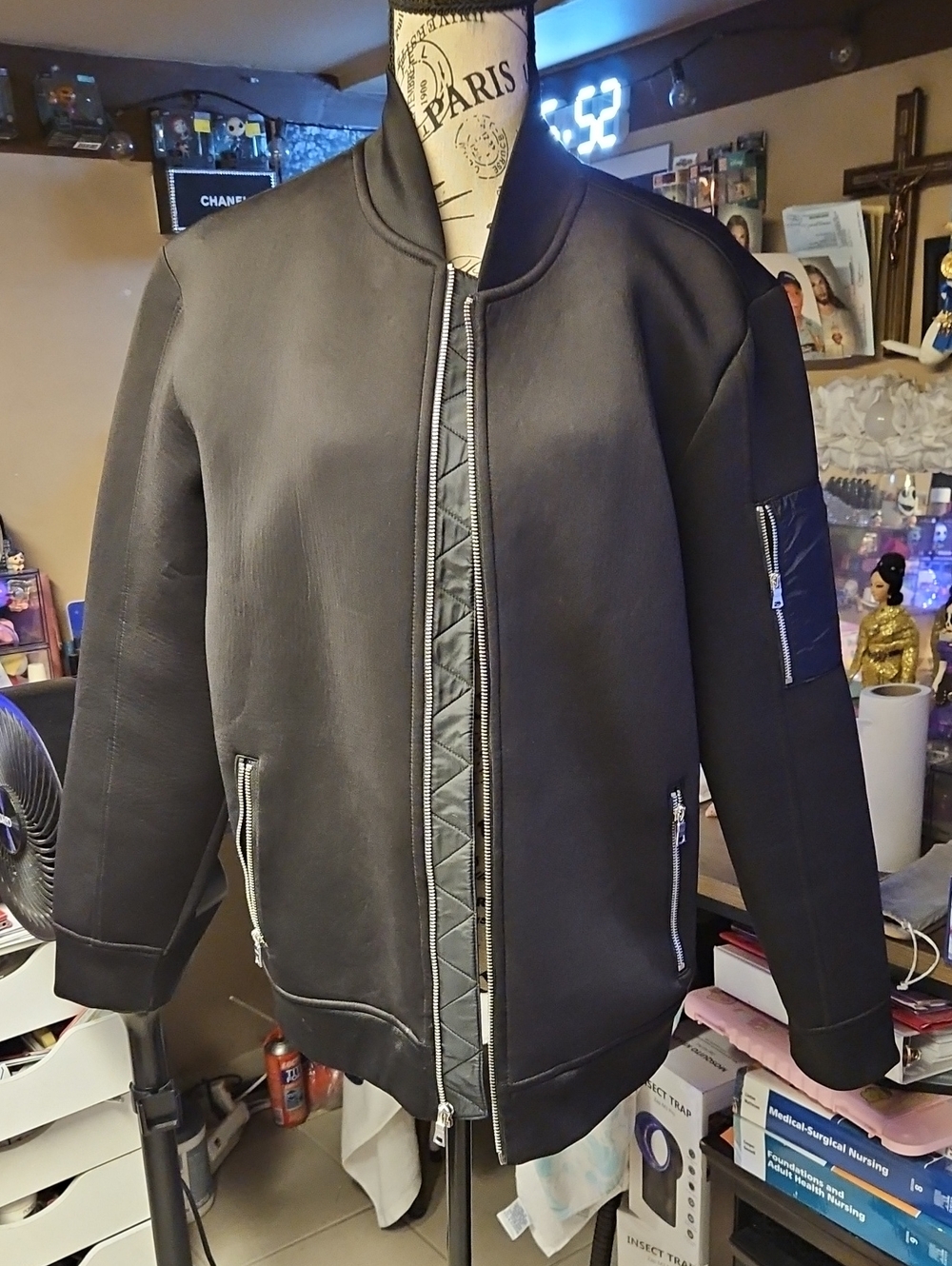 Scuba Black Bomber Jacket with Zipper Pockets